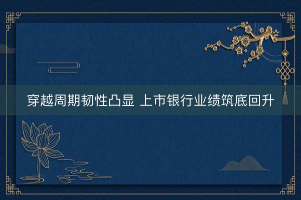 穿越周期韧性凸显 上市银行业绩筑底回升