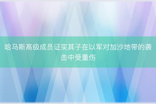 哈马斯高级成员证实其子在以军对加沙地带的袭击中受重伤