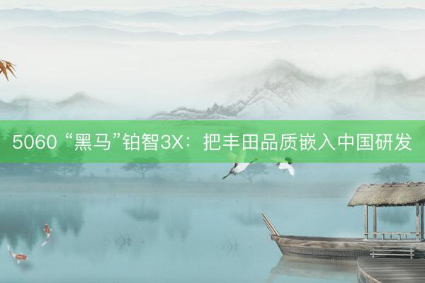 5060 “黑马”铂智3X：把丰田品质嵌入中国研发