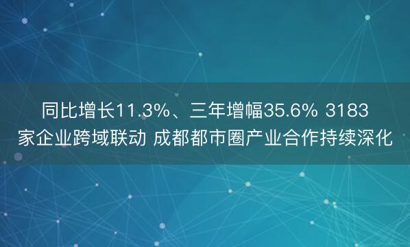 同比增长11.3%、三年增幅35.6% 3183家企业跨域联动 成都都市圈产业合作持续深化