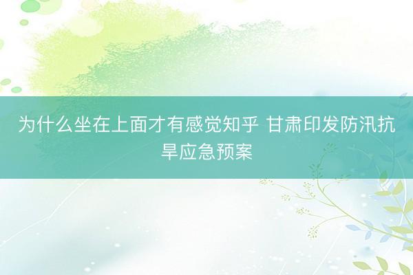 为什么坐在上面才有感觉知乎 甘肃印发防汛抗旱应急预案