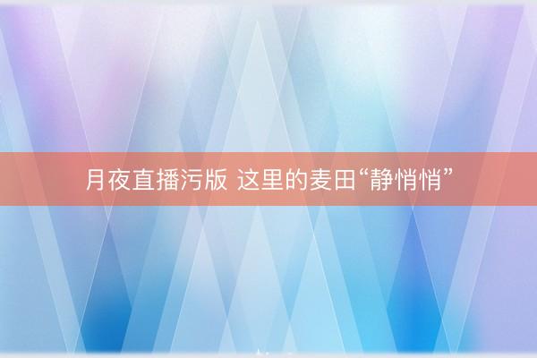 月夜直播污版 这里的麦田“静悄悄”