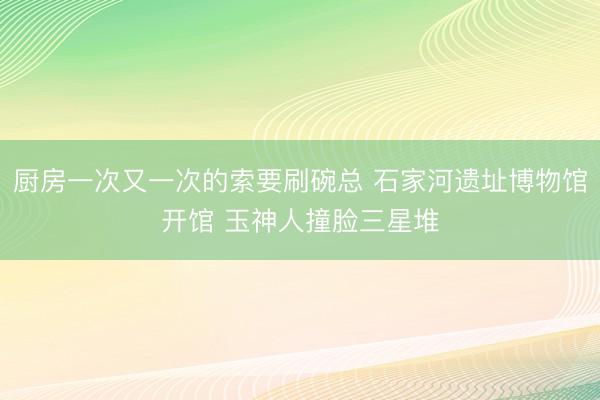 厨房一次又一次的索要刷碗总 石家河遗址博物馆开馆 玉神人撞脸三星堆