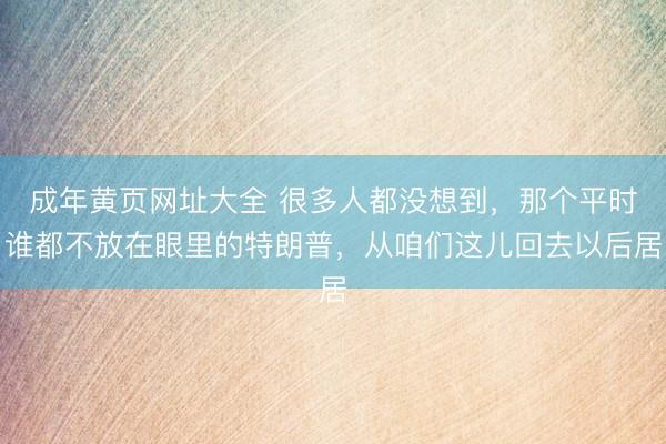 成年黄页网址大全 很多人都没想到，那个平时谁都不放在眼里的特朗普，从咱们这儿回去以后居