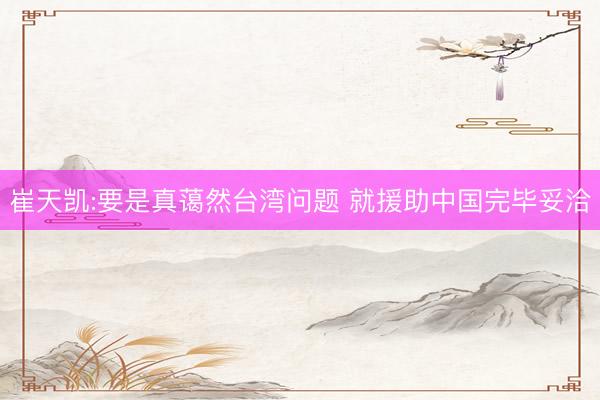 崔天凯:要是真蔼然台湾问题 就援助中国完毕妥洽
