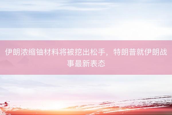 伊朗浓缩铀材料将被挖出松手，特朗普就伊朗战事最新表态