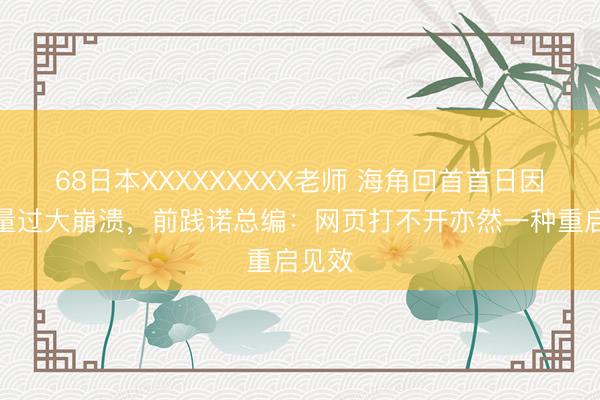 68日本XXXXXXXXX老师 海角回首首日因侦察量过大崩溃，前践诺总编：网页打不开亦然一种重启见效
