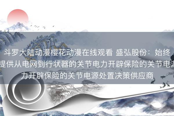 斗罗大陆动漫樱花动漫在线观看 盛弘股份：始终将努力于为AIDC提供从电网到行状器的关节电力开辟保险的关节电源处置决策供应商