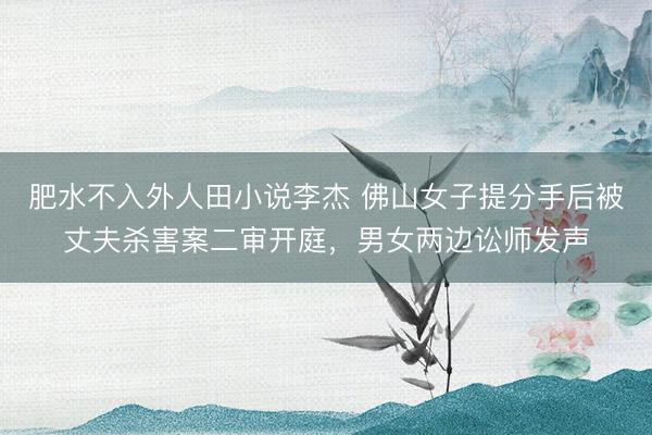 肥水不入外人田小说李杰 佛山女子提分手后被丈夫杀害案二审开庭，男女两边讼师发声