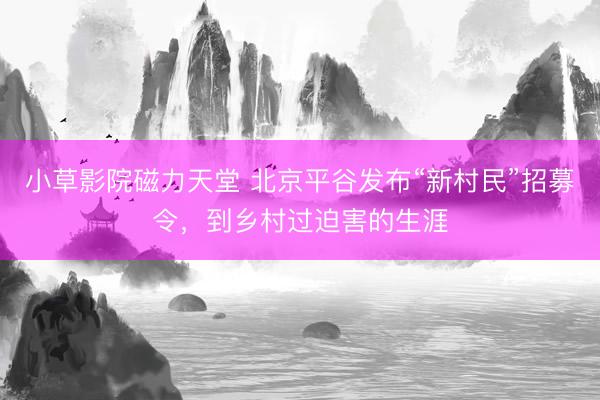 小草影院磁力天堂 北京平谷发布“新村民”招募令，到乡村过迫害的生涯