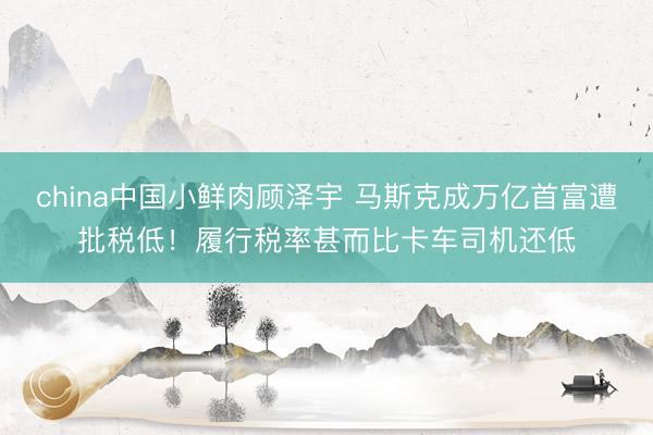 china中国小鲜肉顾泽宇 马斯克成万亿首富遭批税低！履行税率甚而比卡车司机还低