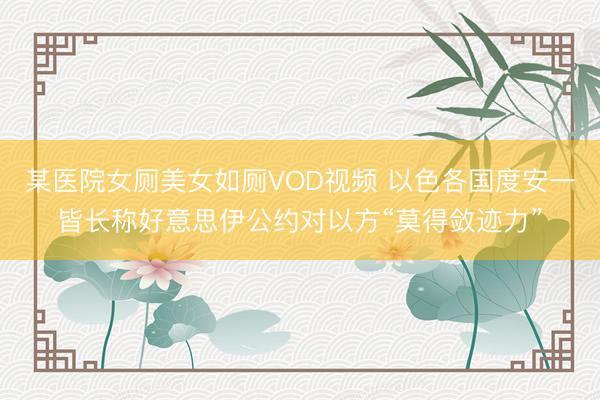某医院女厕美女如厕VOD视频 以色各国度安一皆长称好意思伊公约对以方“莫得敛迹力”