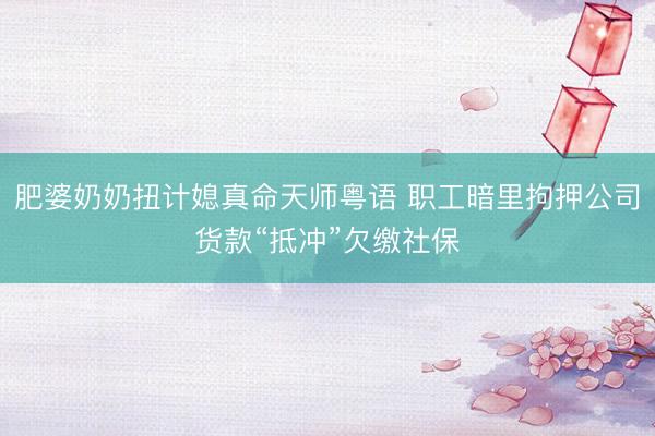 肥婆奶奶扭计媳真命天师粤语 职工暗里拘押公司货款“抵冲”欠缴社保