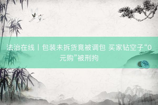 法治在线丨包装未拆货竟被调包 买家钻空子“0元购”被刑拘