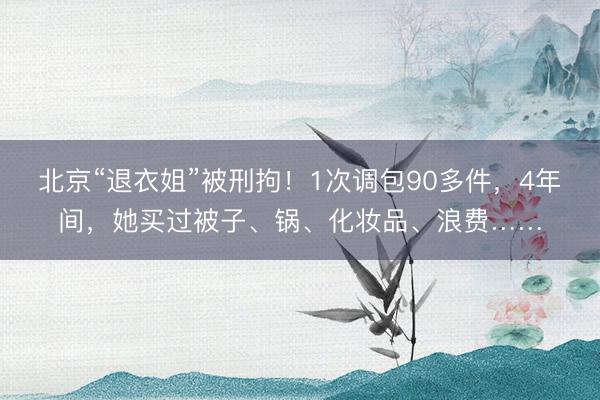 北京“退衣姐”被刑拘！1次调包90多件，4年间，她买过被子、锅、化妆品、浪费……