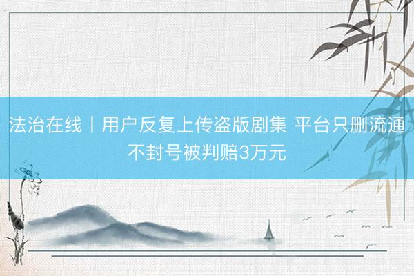 法治在线丨用户反复上传盗版剧集 平台只删流通不封号被判赔3万元